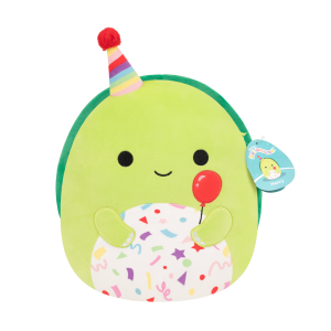 12-Inch Henry the Green Turtle with Birthday Hat Holding Balloon